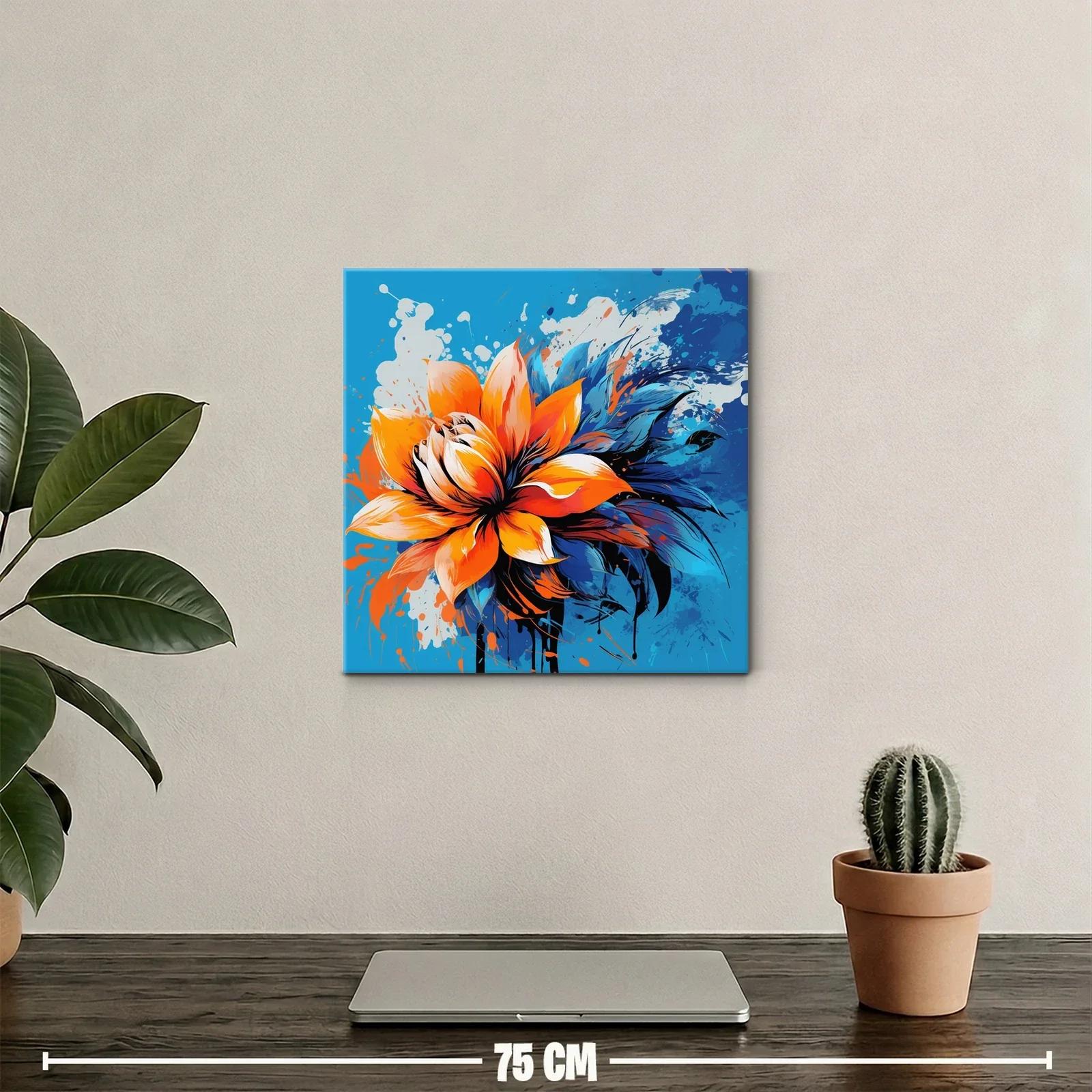 Flor vibrante con contrastes en azul y naranja intenso — miniatura 2