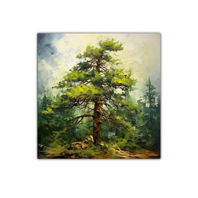 Cuadro decorativo con impresionante pino en bosque natural