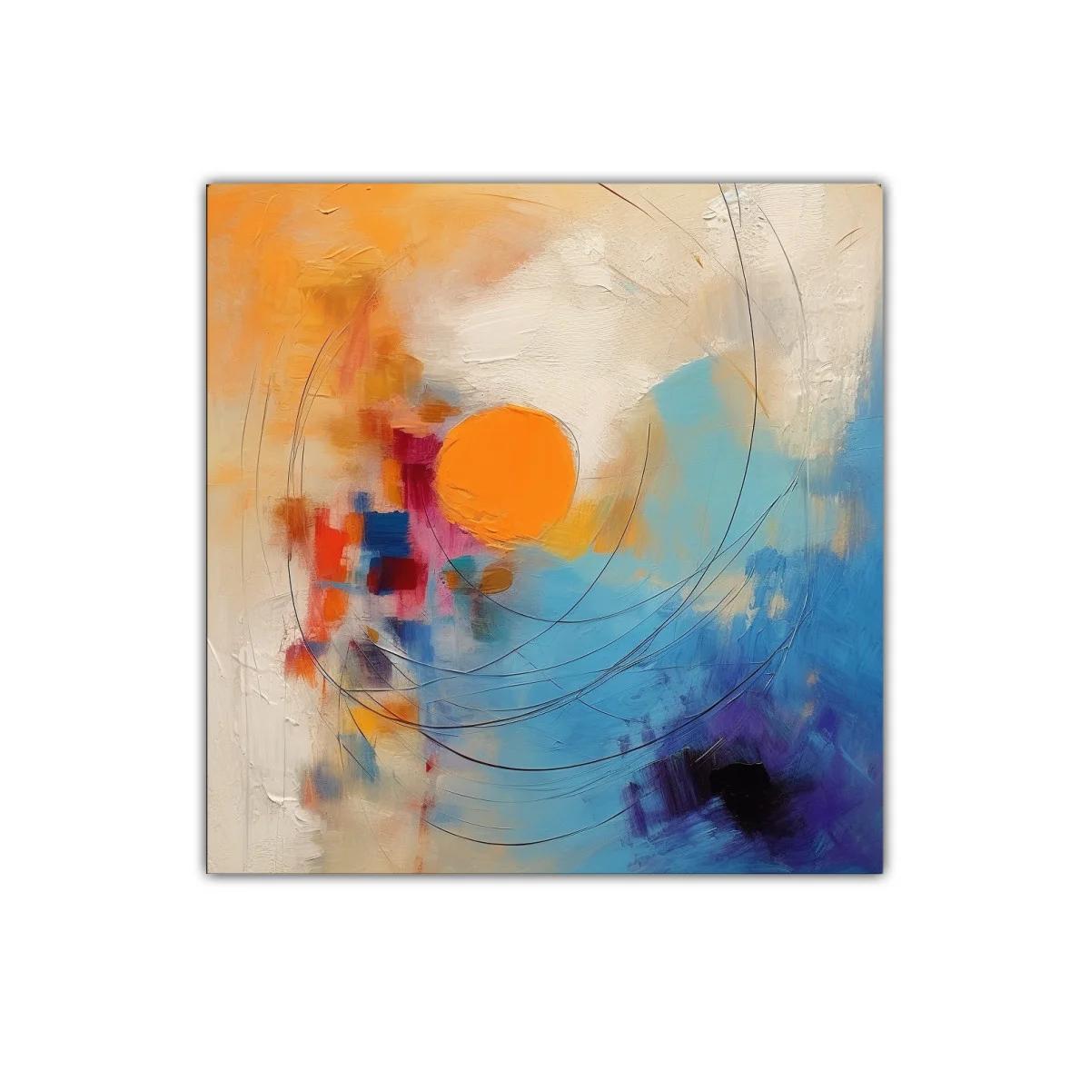 Cuadro abstracto con tonos vibrantes y formas circulares — imagen principal