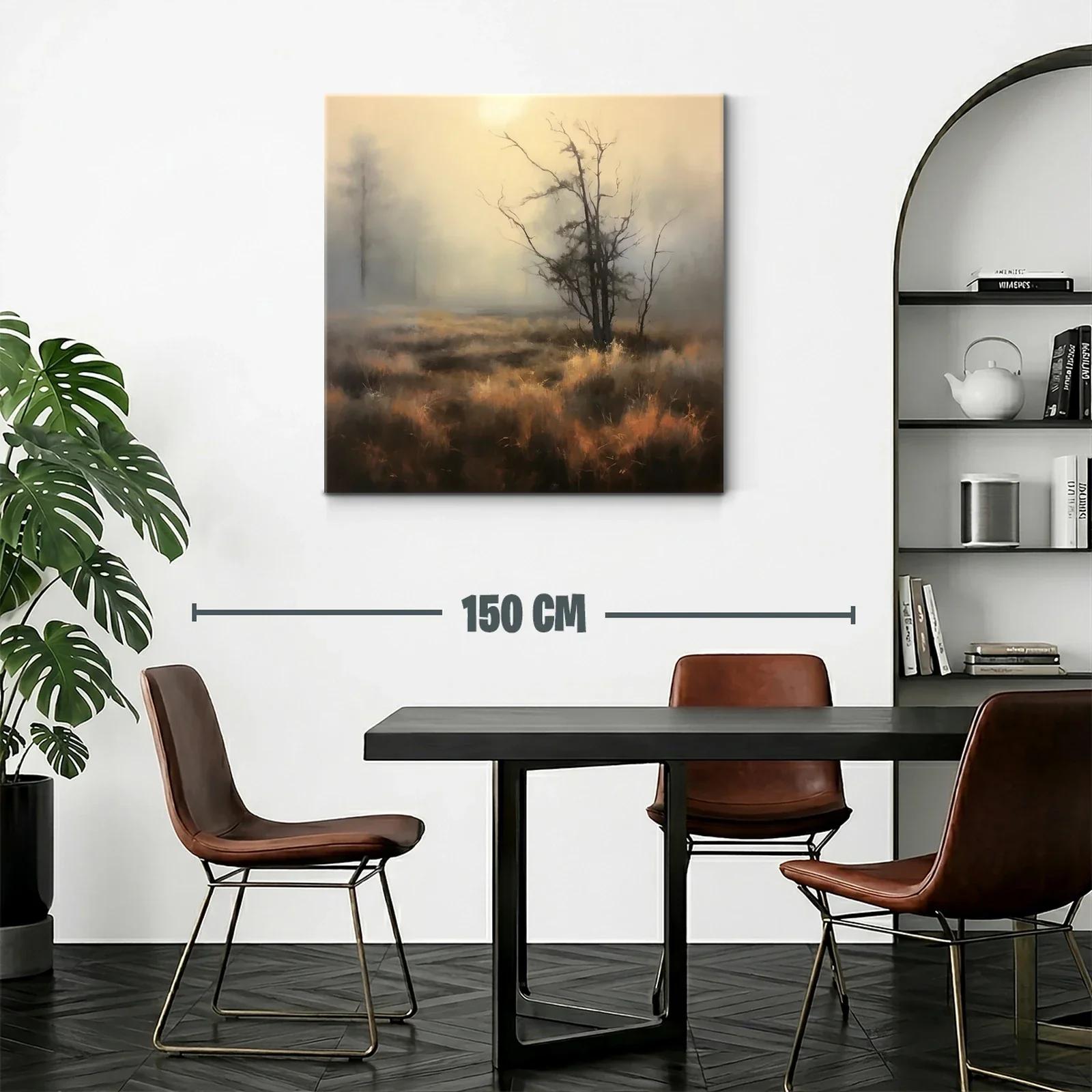 Paisaje brumoso con árbol solitario y tonos cálidos — miniatura 2