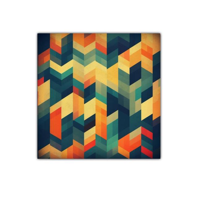 Diseño geométrico con tonos cálidos y frescos para pared