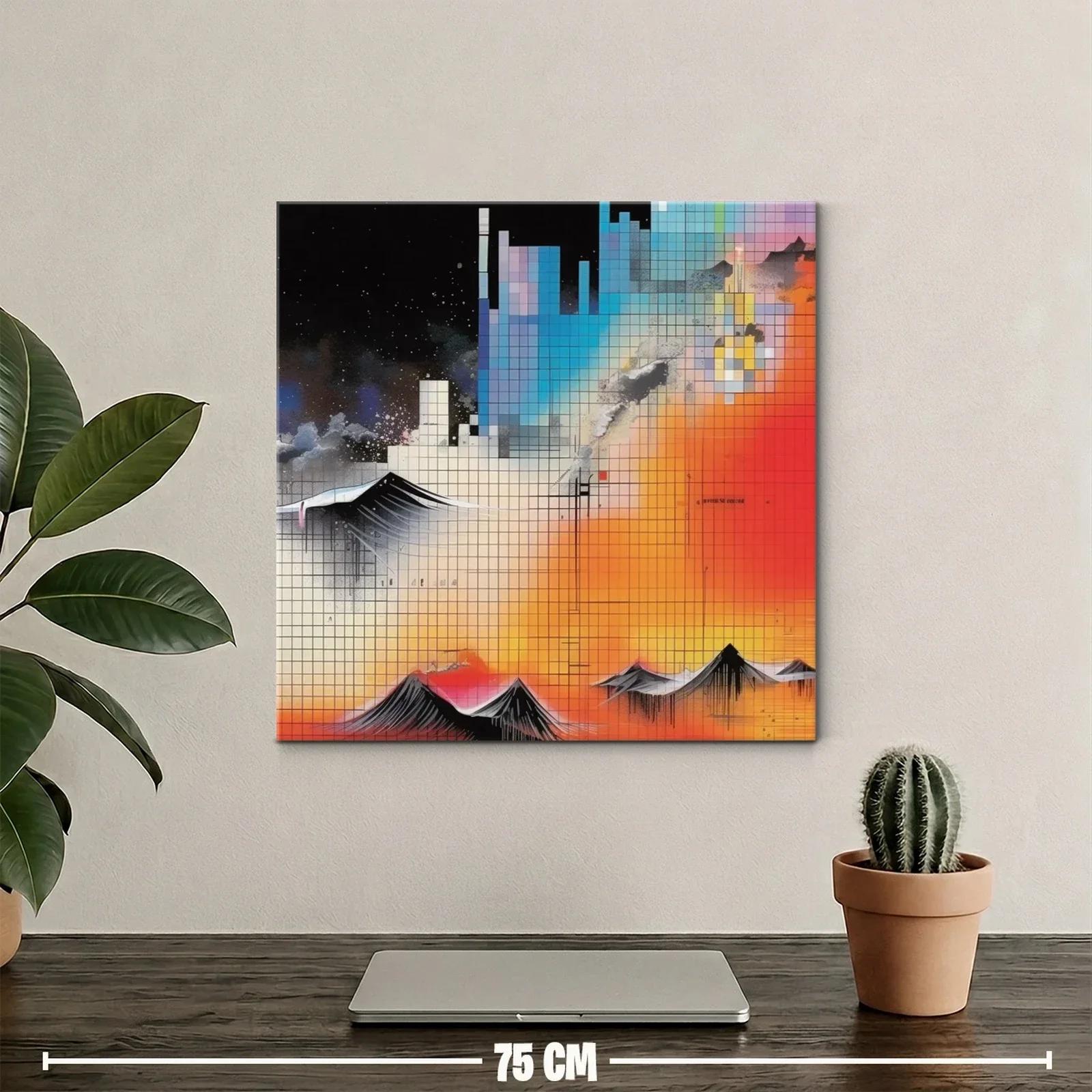 Composición geométrica con montañas y cielo estrellado — miniatura 2
