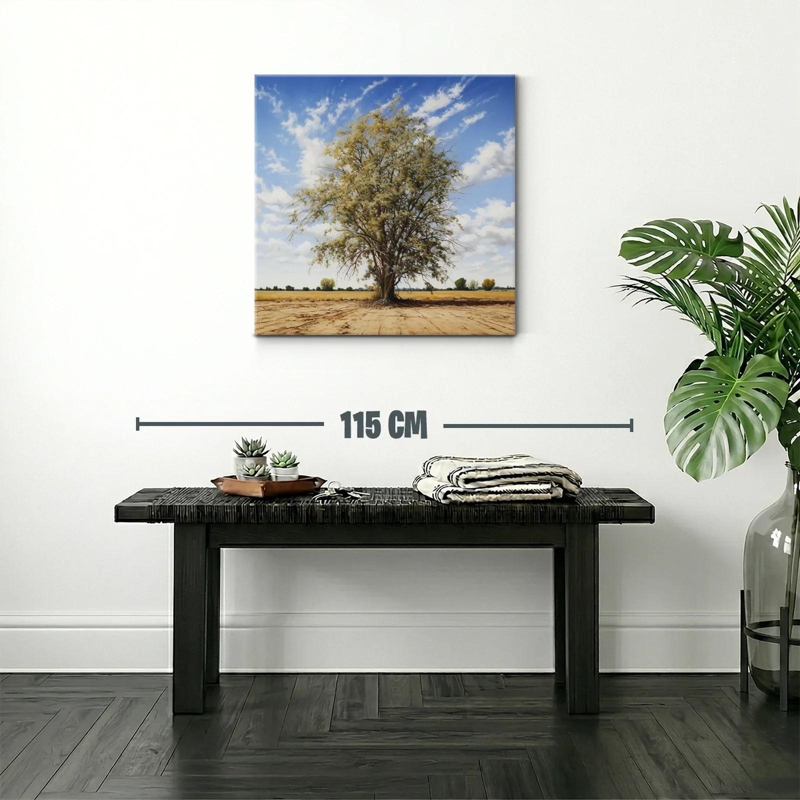 Árbol solitario en paisaje de campo bajo cielo azul — miniatura 2