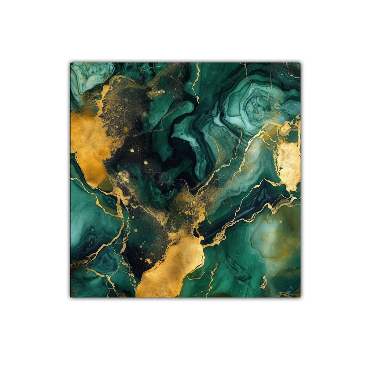 Composición abstracta en tonos verdes y dorados elegantes — miniatura 1