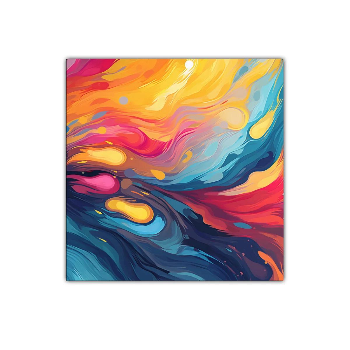 Cuadro abstracto con vibrantes ondas de colores intensos
