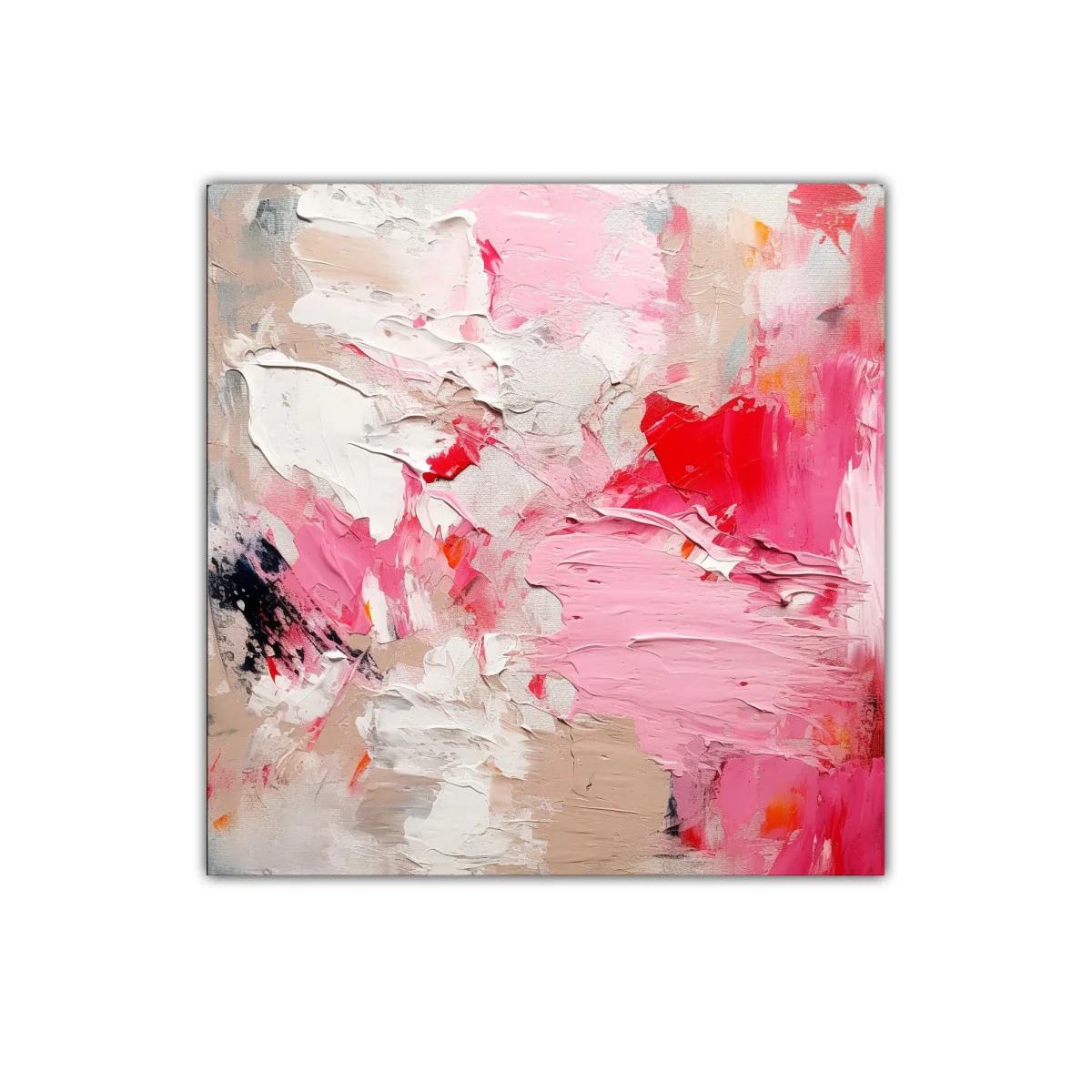 Cuadro decorativo con textura en tonos rosas y rojos vivos — imagen principal