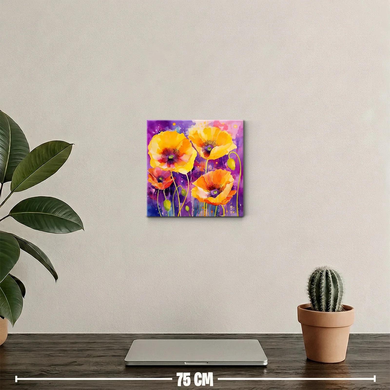 Cuadro decorativo con flores amarillas y naranjas vibrantes — miniatura 2