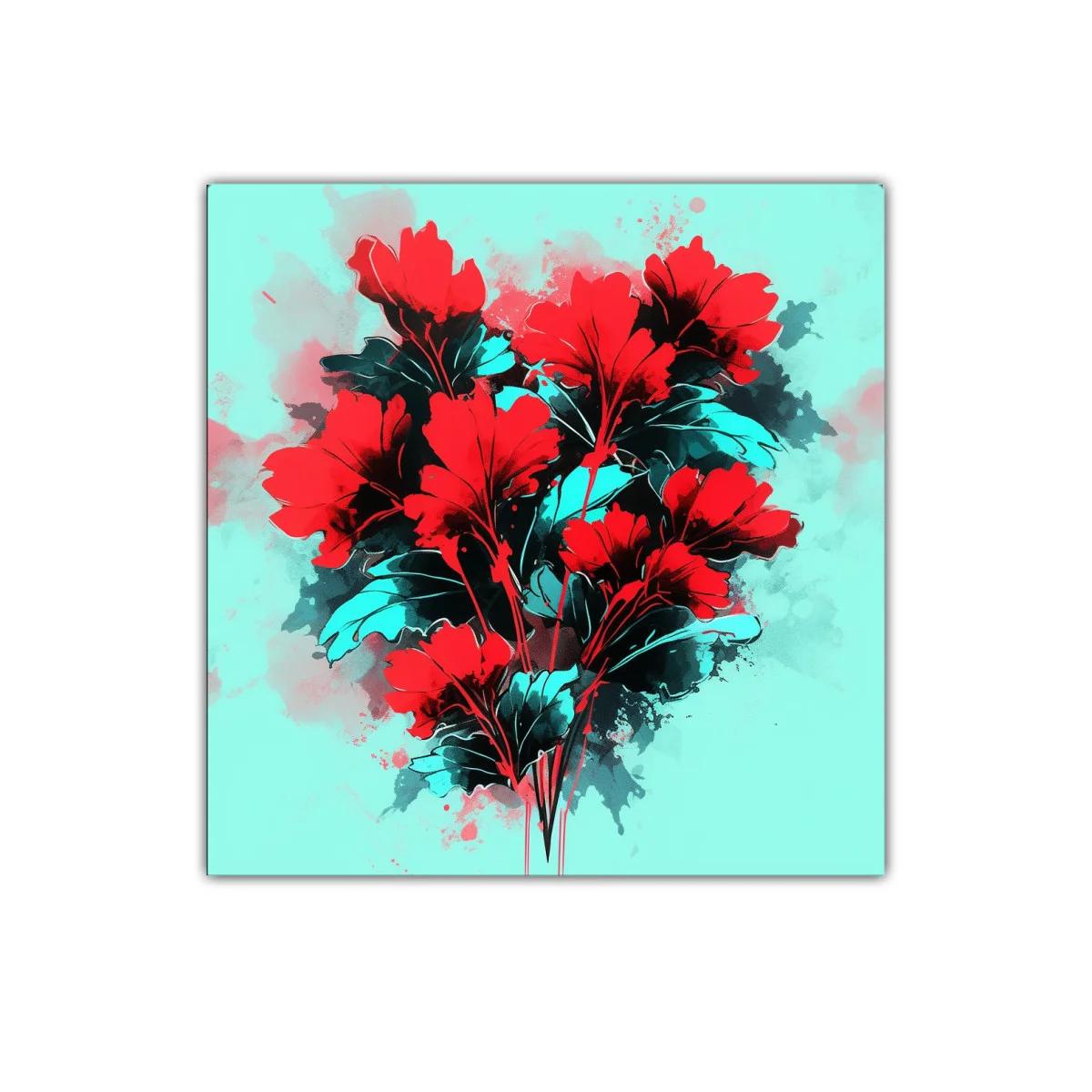 Cuadro decorativo de flores rojas con contraste vibrante — imagen principal