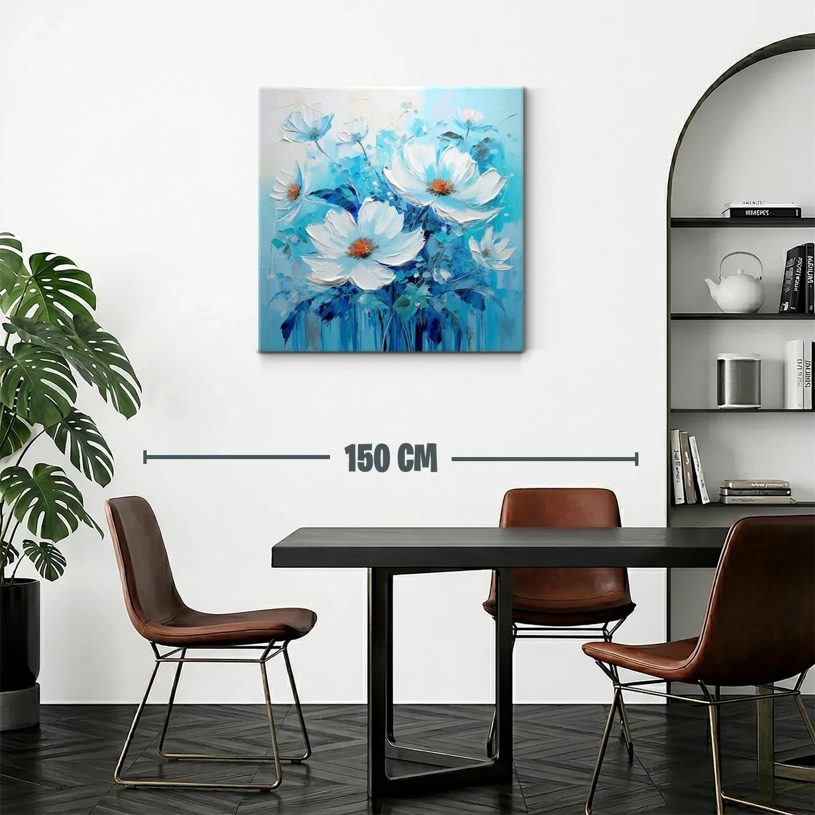 Cuadro floral con vibrantes tonos azules y blancos — miniatura 2