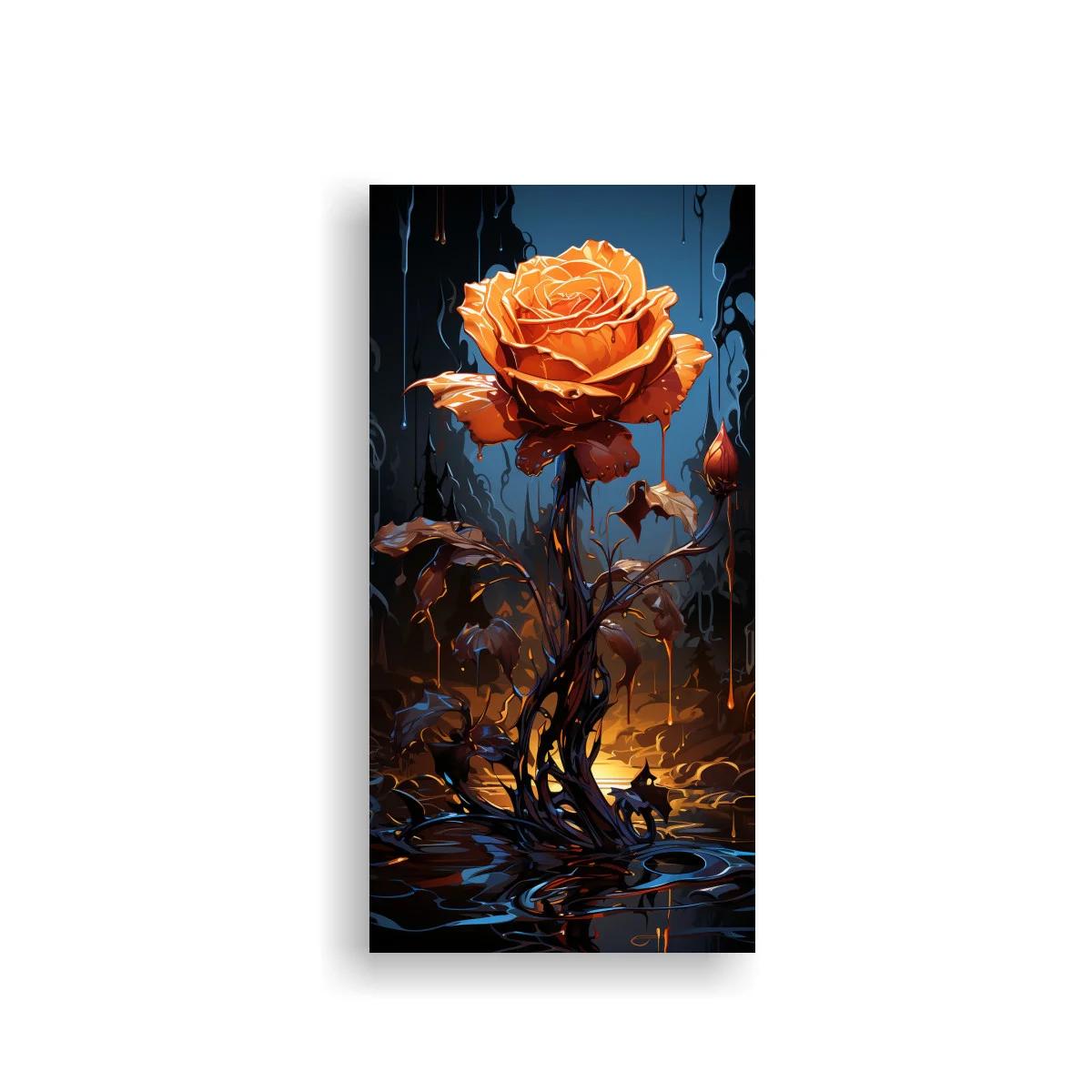 Cuadro rosa naranja con reflejos y goteos