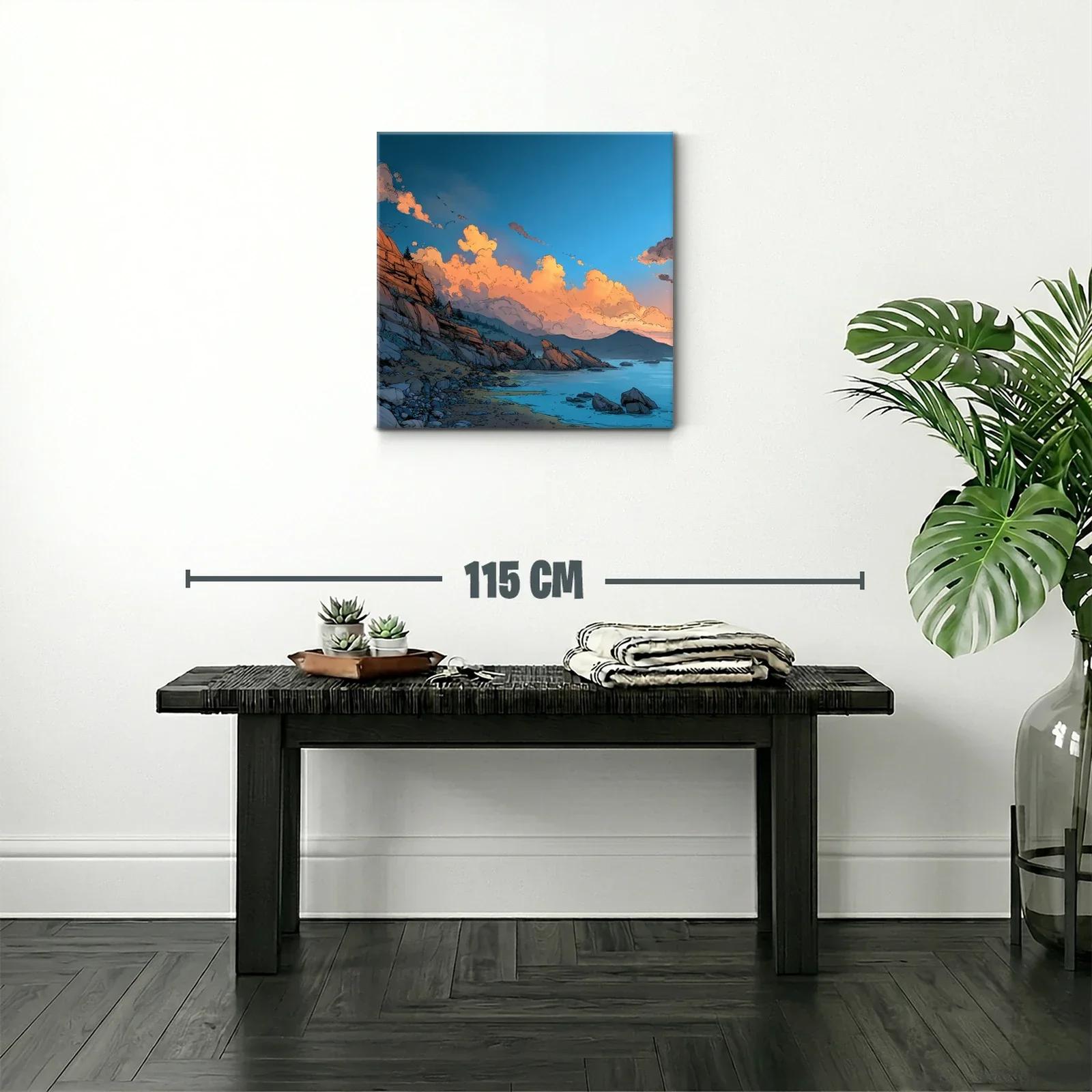 Paisaje costero con rocas y nubes al atardecer — miniatura 2