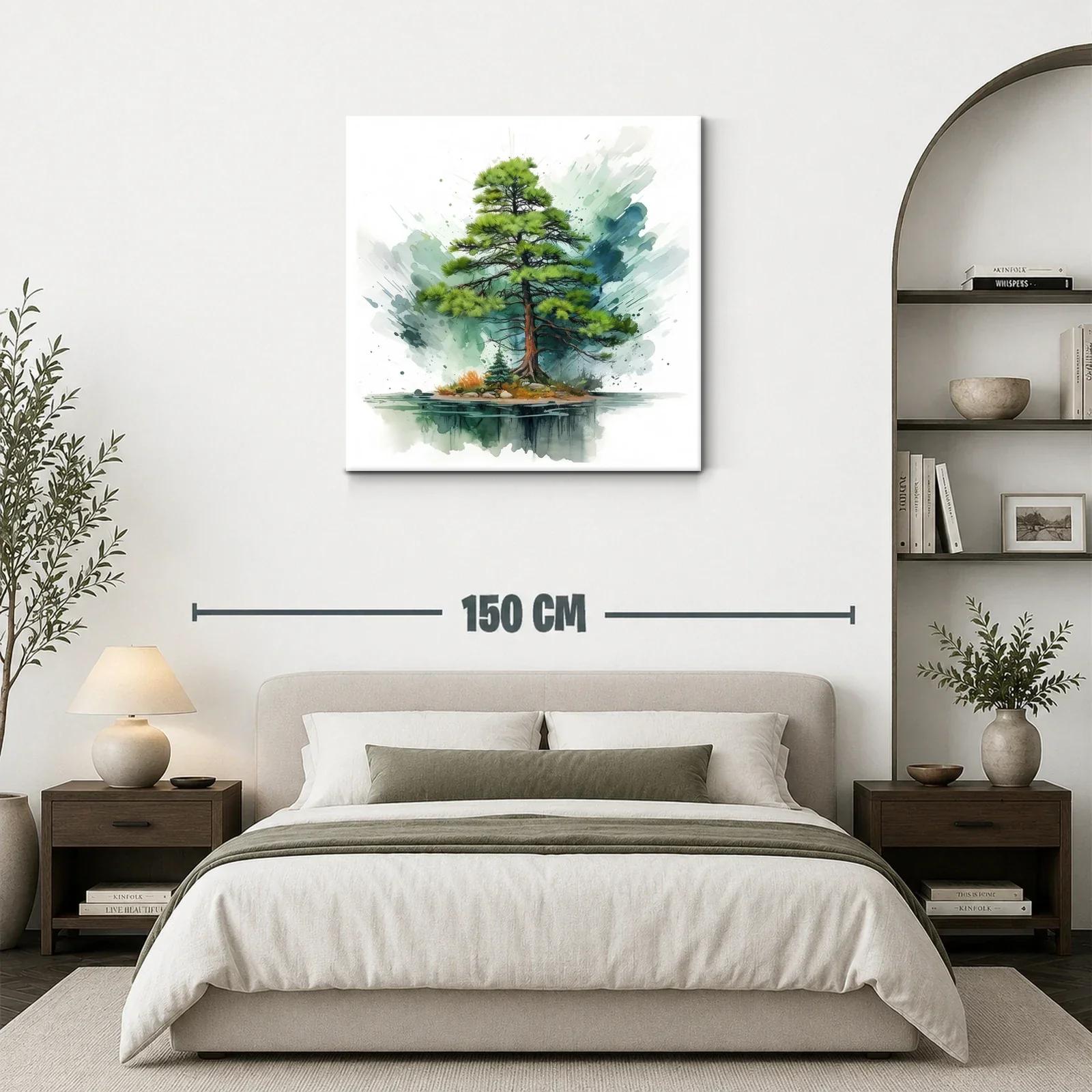 Árbol solitario en isla con reflejo acuoso y tonos verdes — miniatura 3