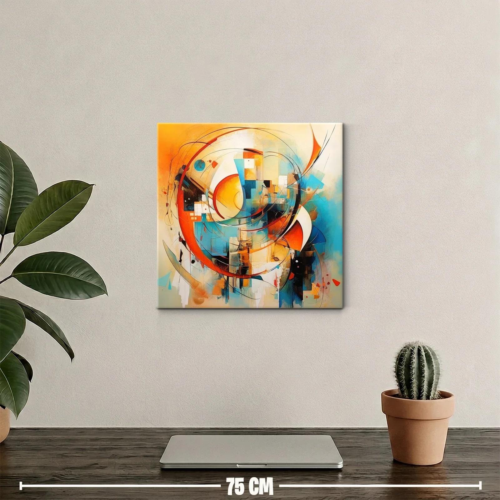 Composición abstracta vibrante en tonos cálidos y azules — miniatura 2