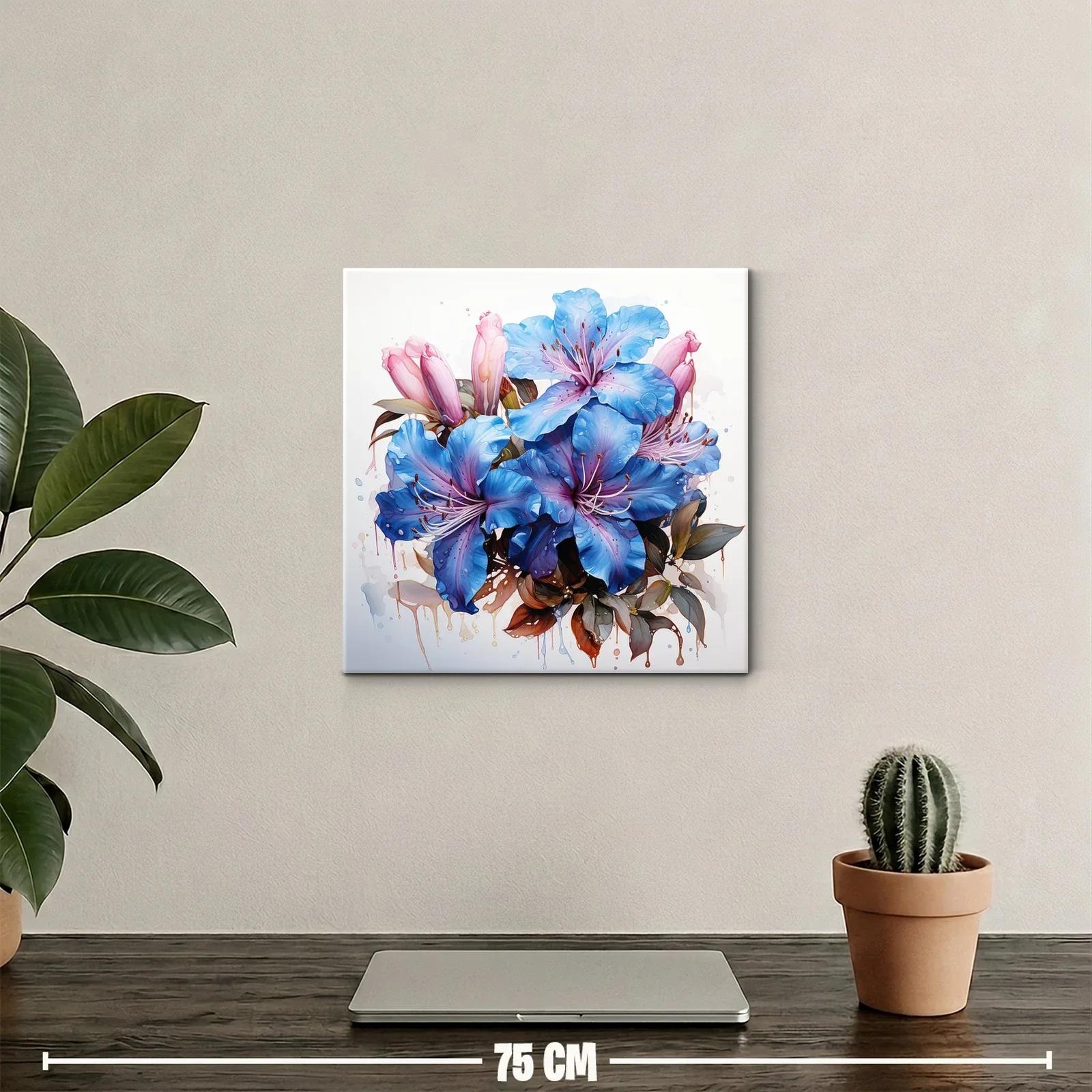 Vibrante composición floral con tonos azules y rosados cálidos — miniatura 2