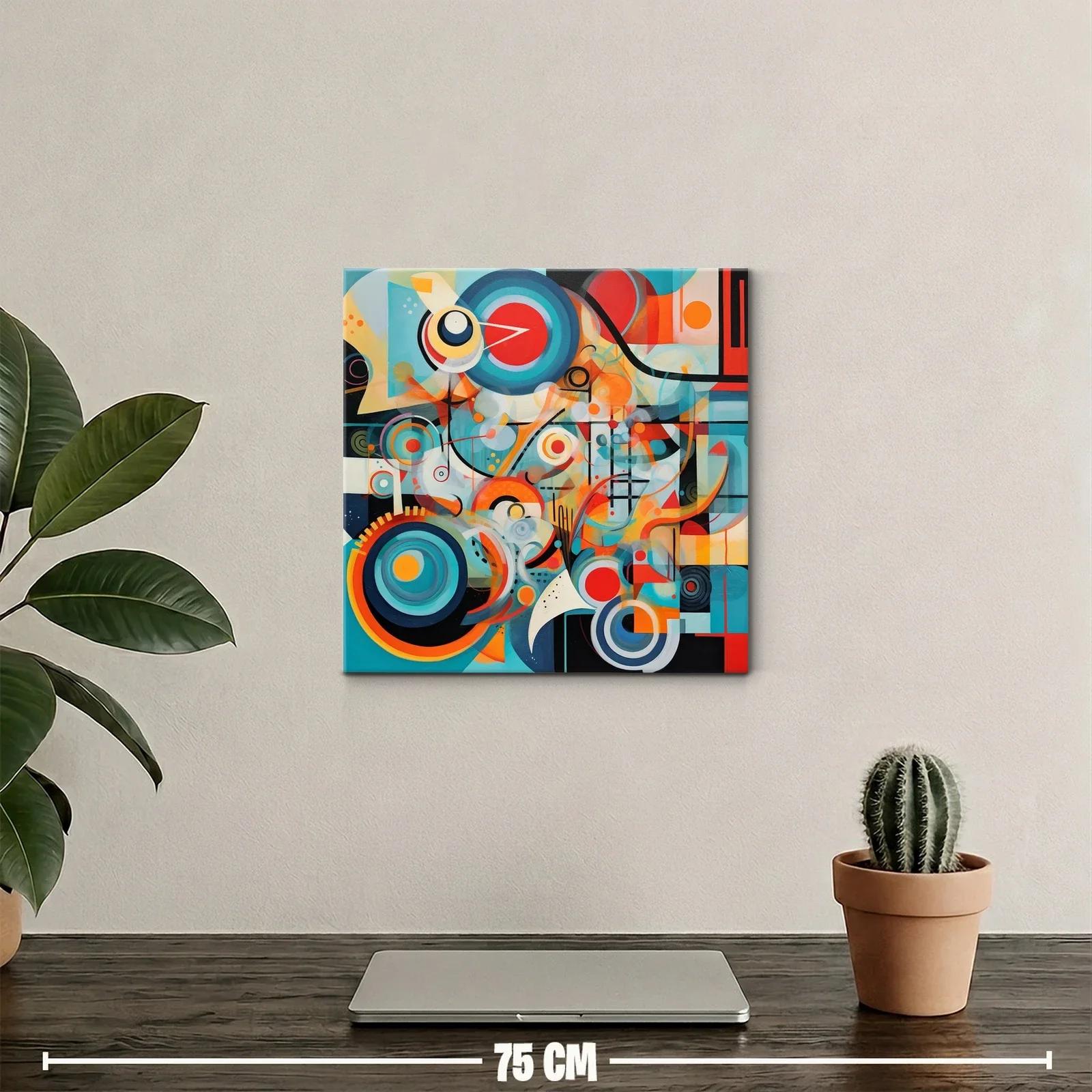 Cuadro abstracto con formas y círculos vibrantes — miniatura 2