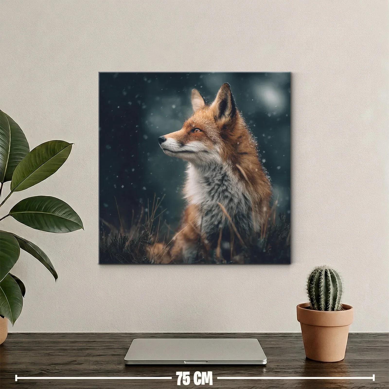 Zorro en la naturaleza con nieve en tonos cálidos y fríos — miniatura 2