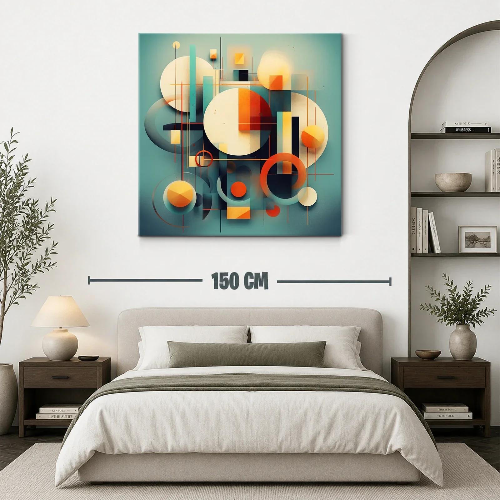 Composición abstracta con círculos y líneas en tonos cálidos y fríos — miniatura 3