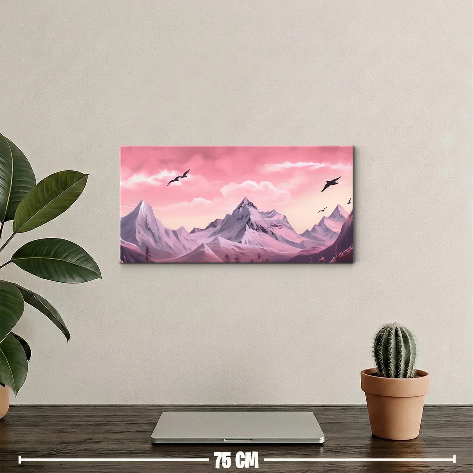Cuadro cordillera de montañas nevadas con cielo amplio — miniatura 2