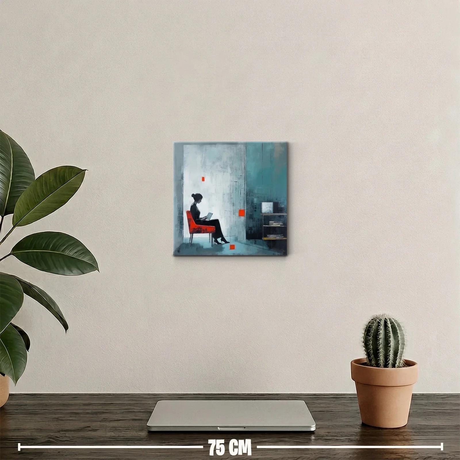 Silencio y reflexión en tonos fríos con toques rojos — miniatura 2