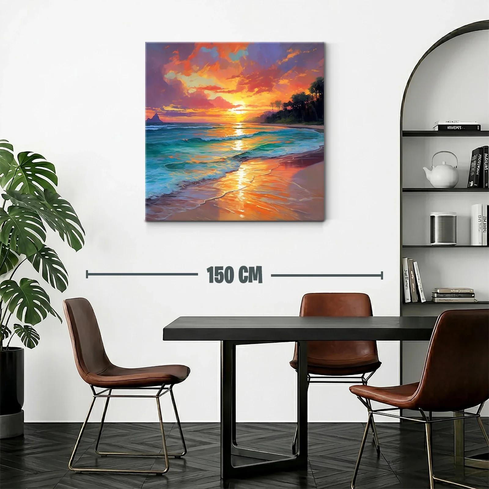 Atardecer vibrante en playa tropical con reflejos dorados — miniatura 2