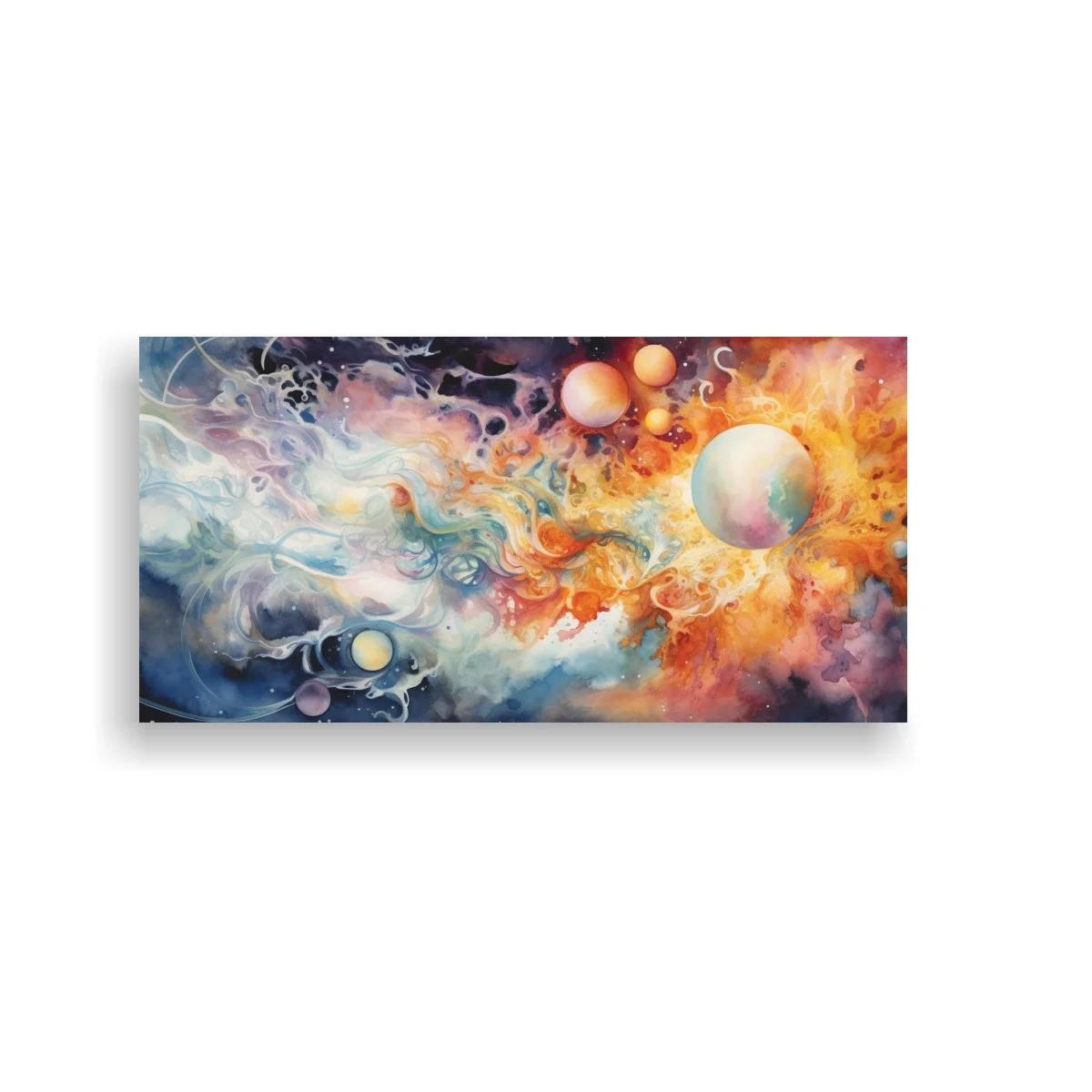 Cuadro nebulosa cósmica con esferas flotantes
