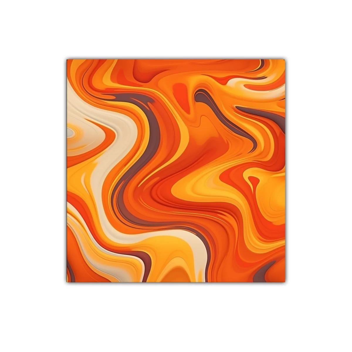 Cuadro abstracto con vibrantes tonos cálidos y formas fluidas