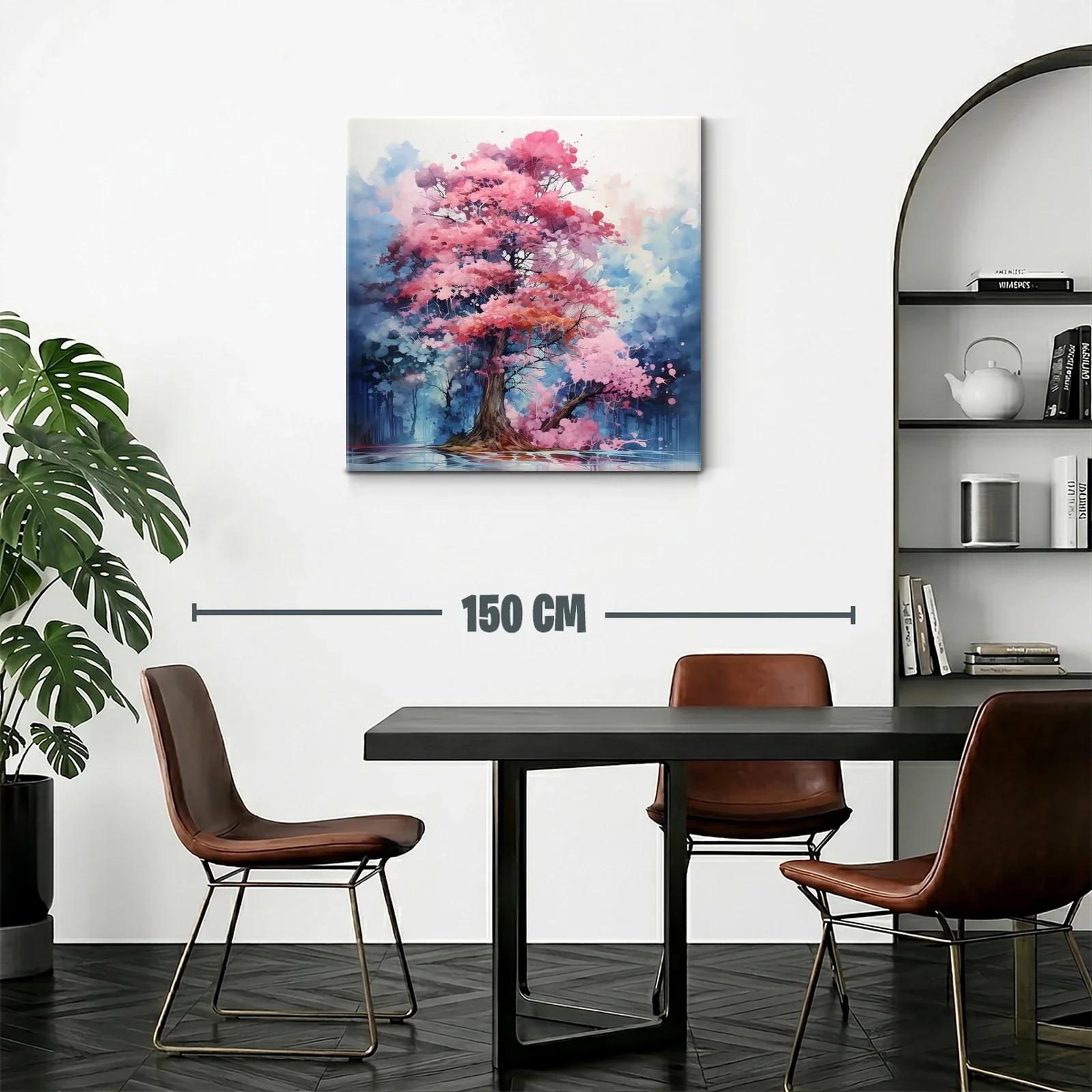 Árbol con flores en tonos rosas y fondo azul etéreo — miniatura 2