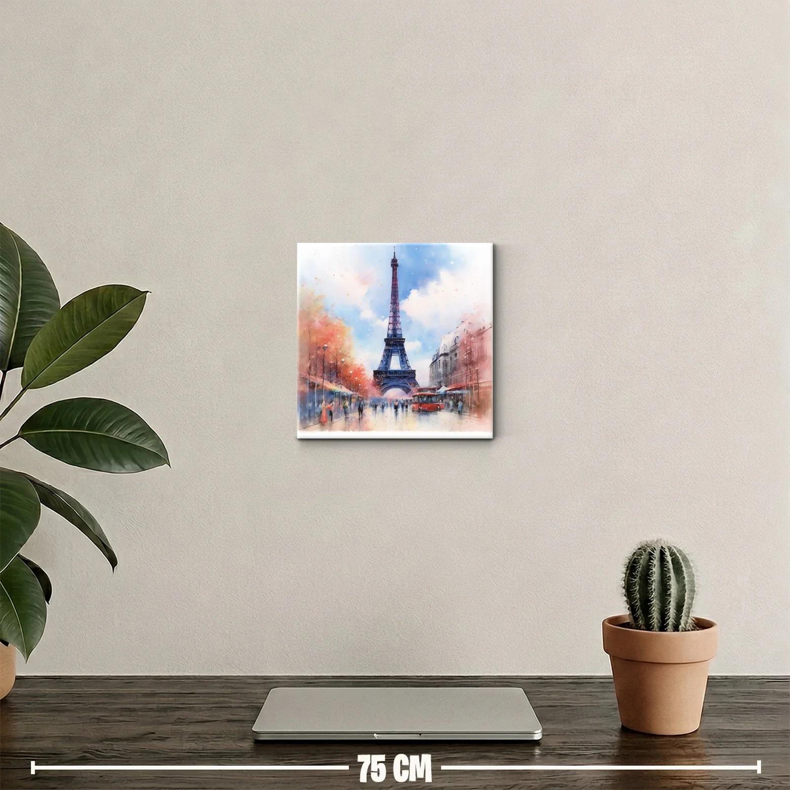 Cuadro decorativo de la Torre Eiffel en tonos suaves y vibrantes — miniatura 2