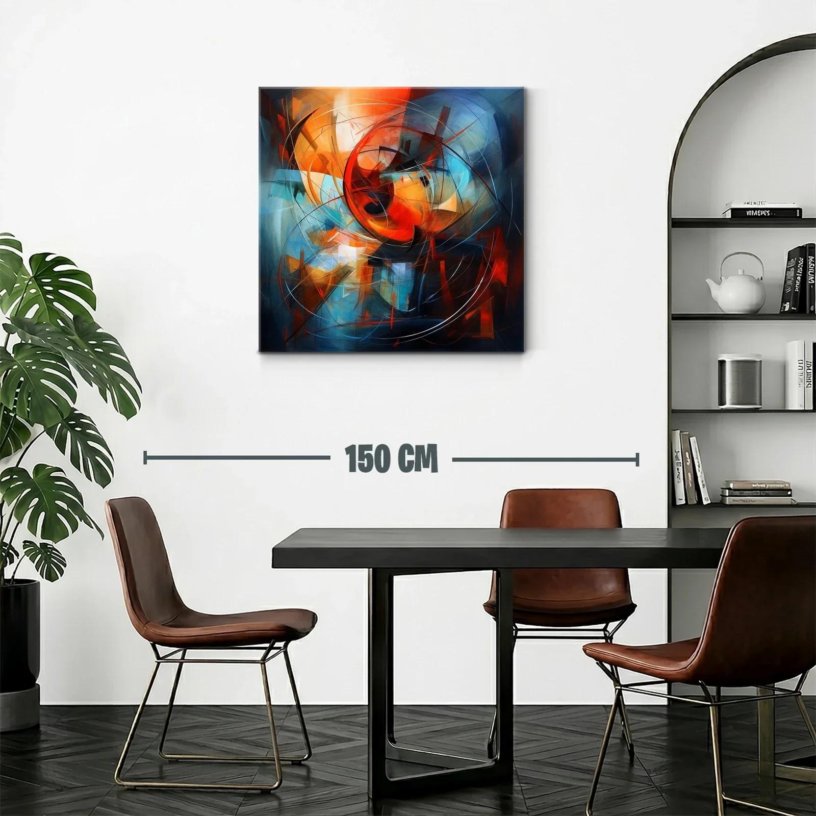 Cuadro abstracto con vibrantes tonos cálidos y fríos — miniatura 2