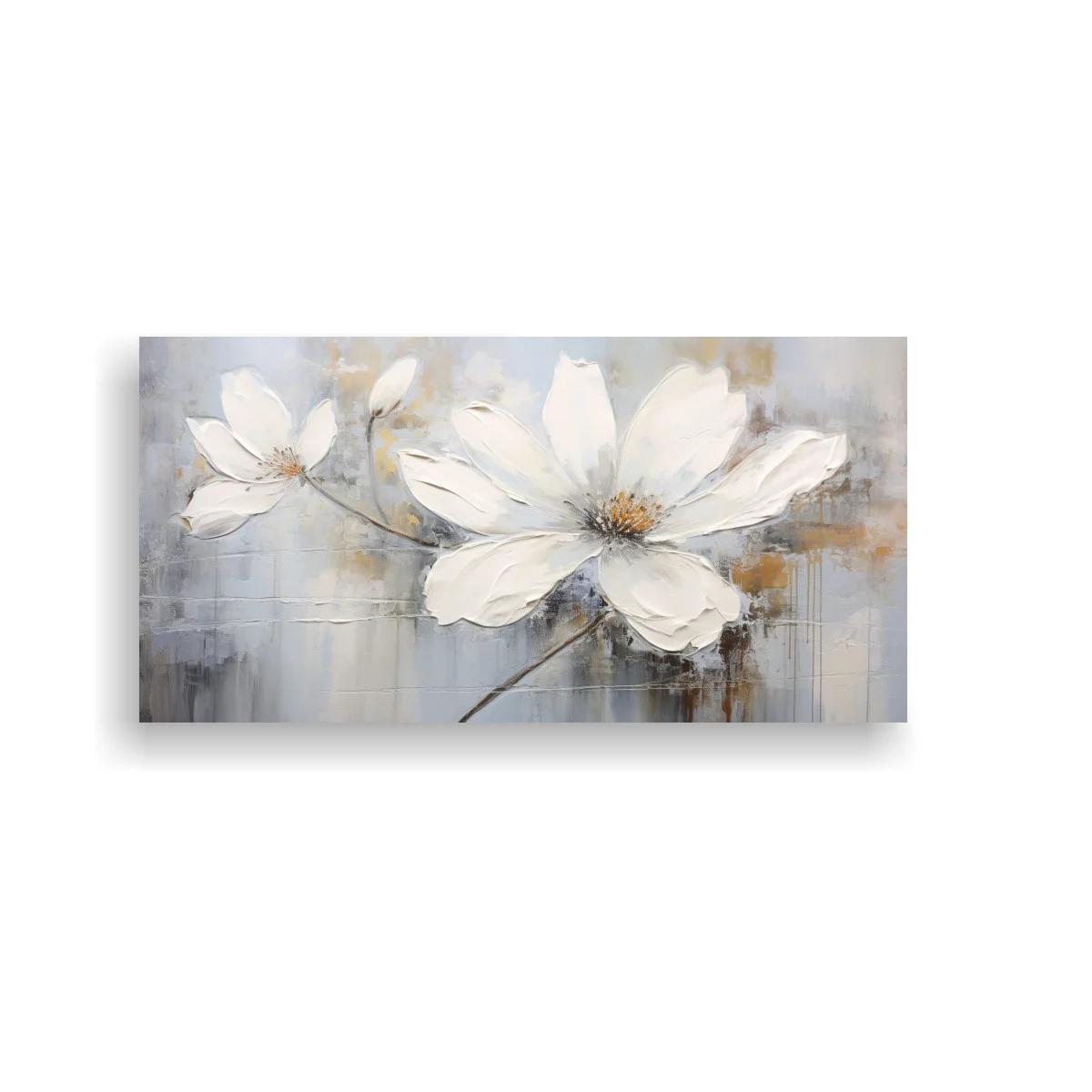 Cuadro magnolias blancas con goteos sutiles — imagen principal
