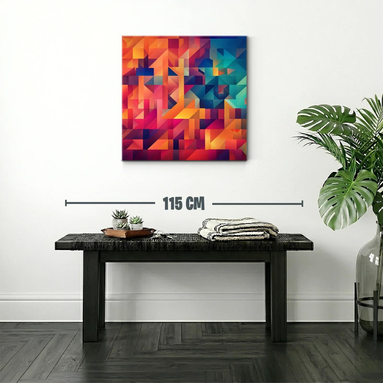 Cuadro abstracto con vibrantes tonos cálidos y fríos — miniatura 2