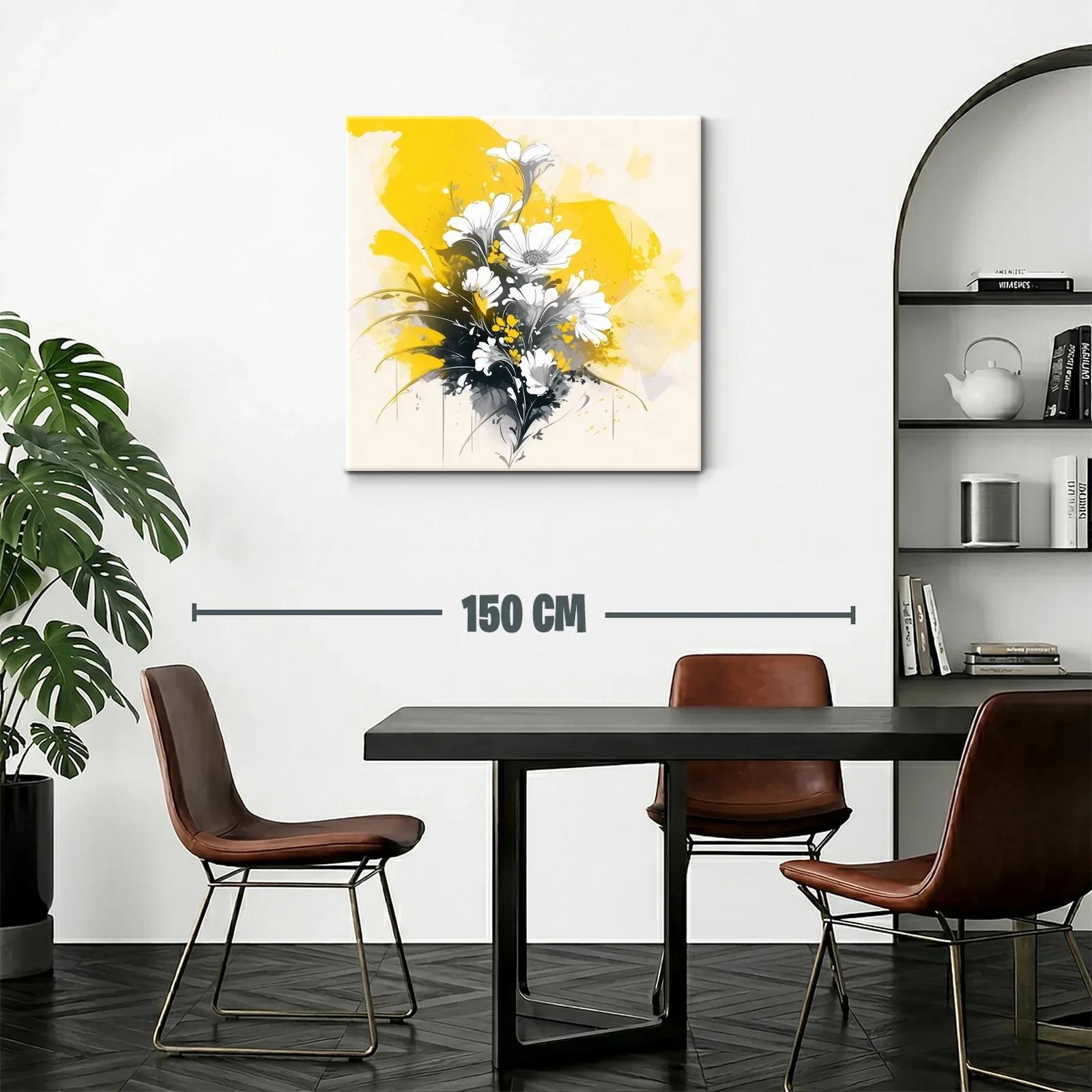 Ramo de flores blancas con fondo vibrante en amarillo — miniatura 2