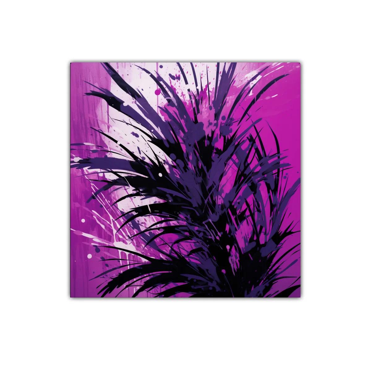 Cuadro abstracto con explosión de tonos morados y negros — imagen principal