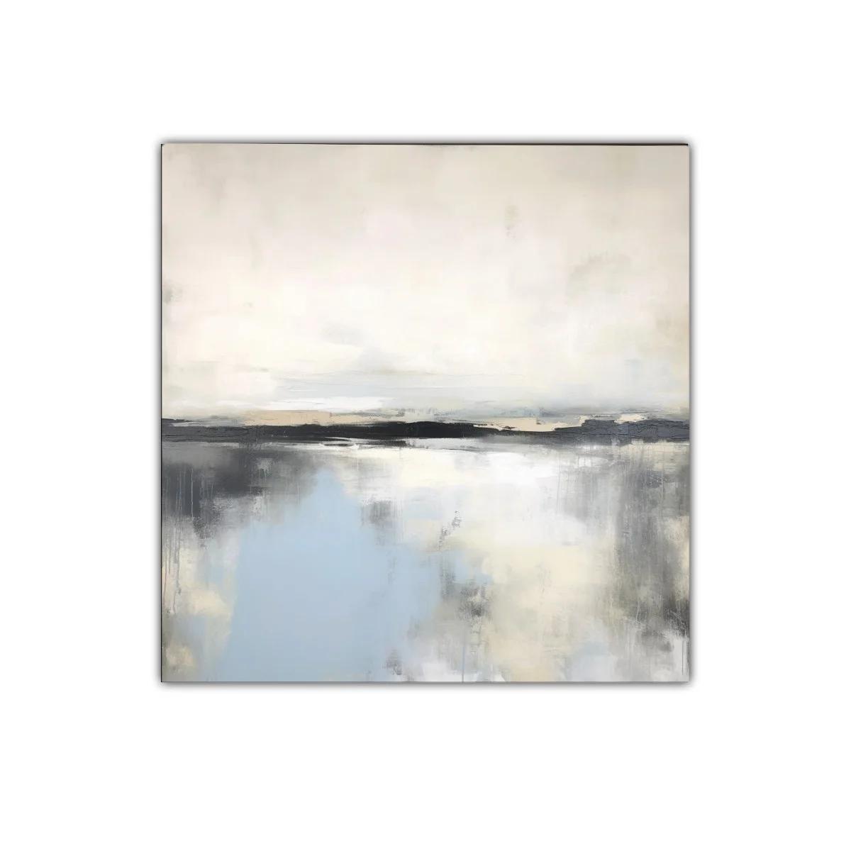Paisaje abstracto sereno con tonos neutros y azul suave — miniatura 1