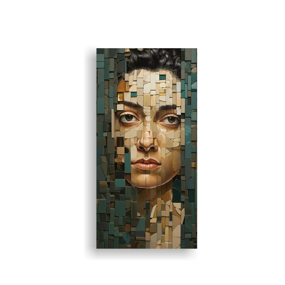 Cuadro rostro femenino mosaico fragmentado