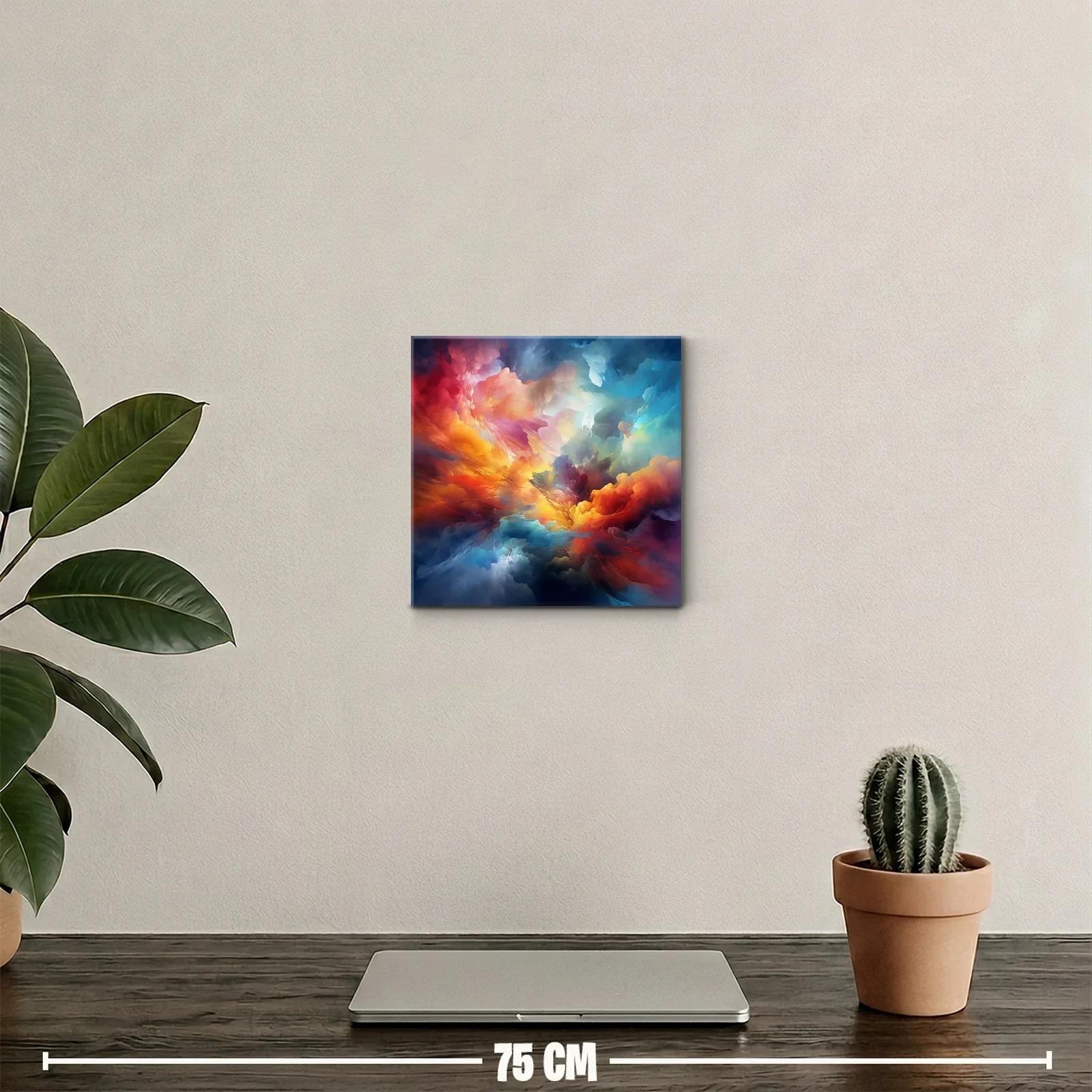 Cuadro abstracto con explosión de colores vibrantes y texturas intensas — miniatura 2