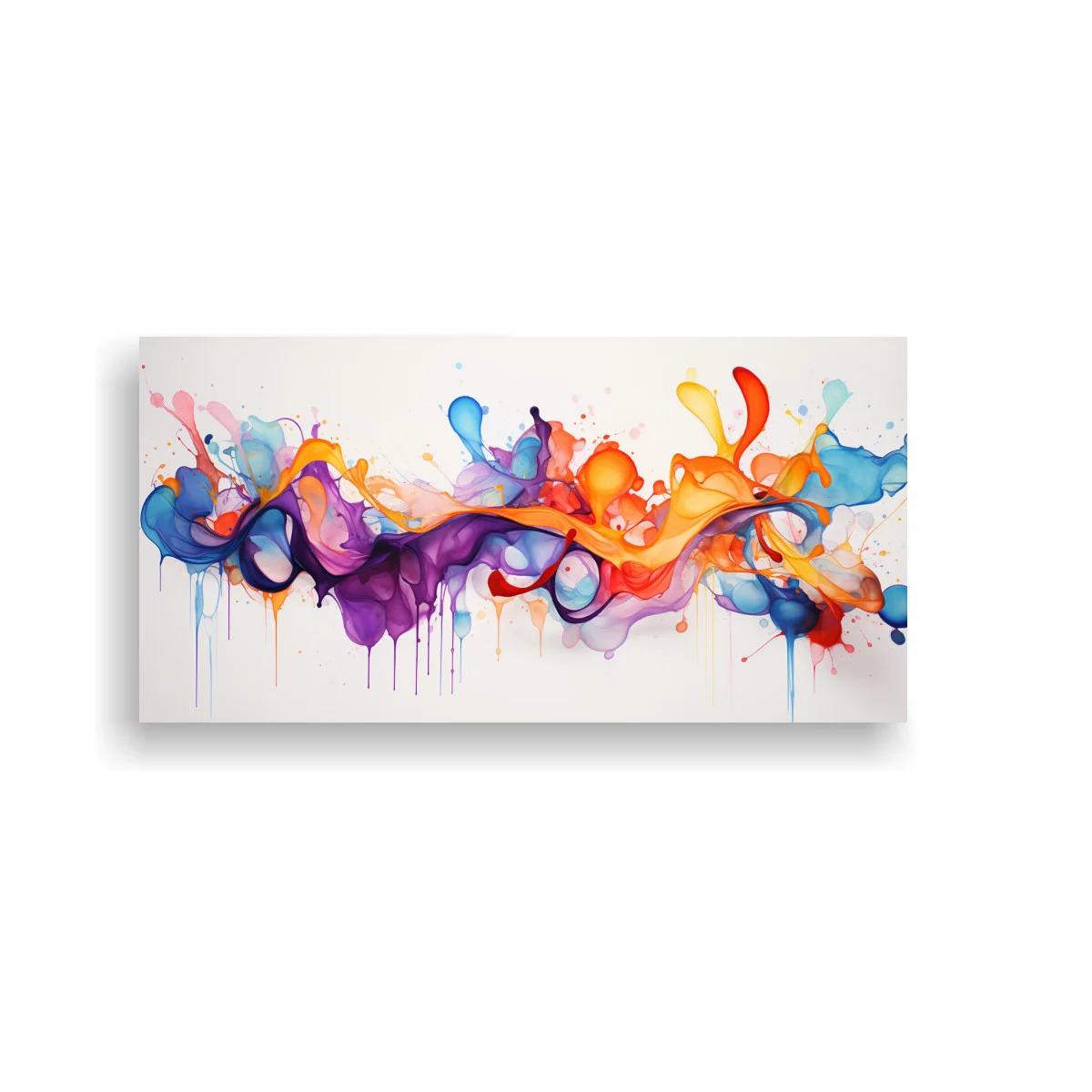 Cuadro salpicaduras de tinta de colores en franja horizontal