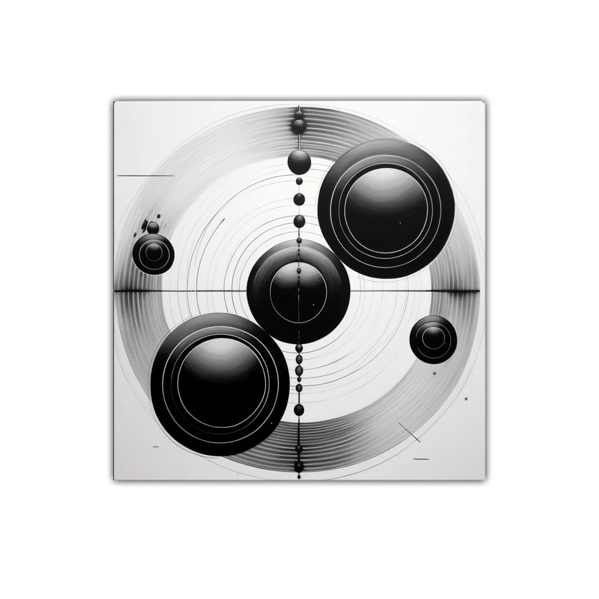 Cuadro monocromático con diseño geométrico circular moderno