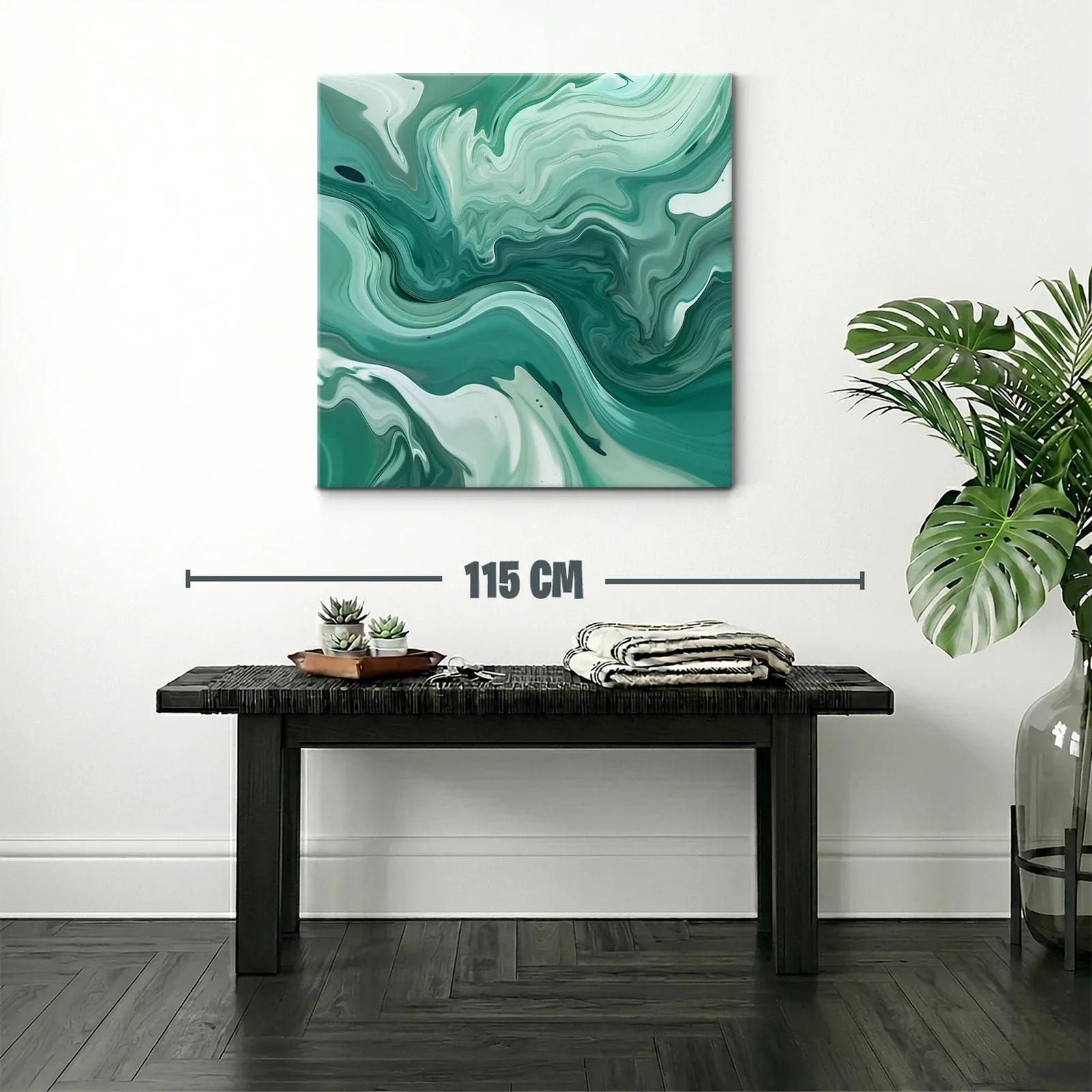 Arte abstracto fluido en tonos verdes y blancos — miniatura 2