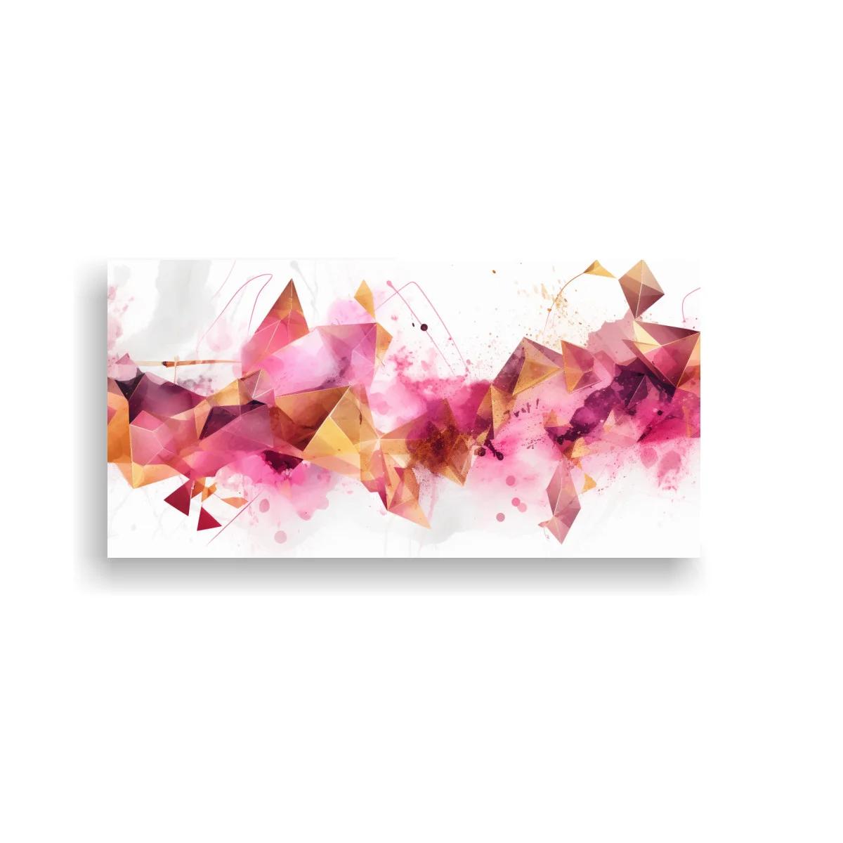 Cuadro composición abstracta de polígonos rosados