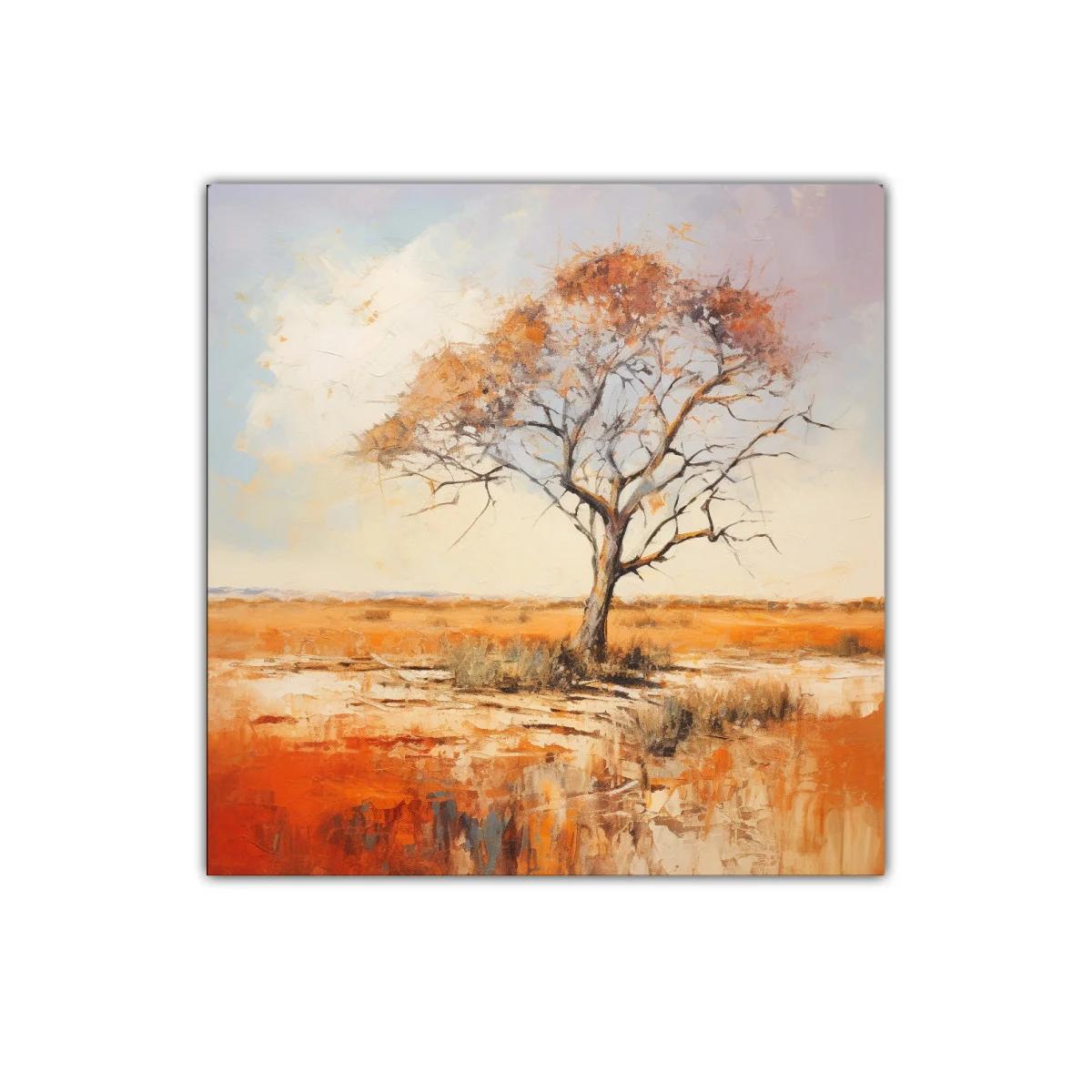 Árbol solitario en paisaje otoñal cálido — imagen principal