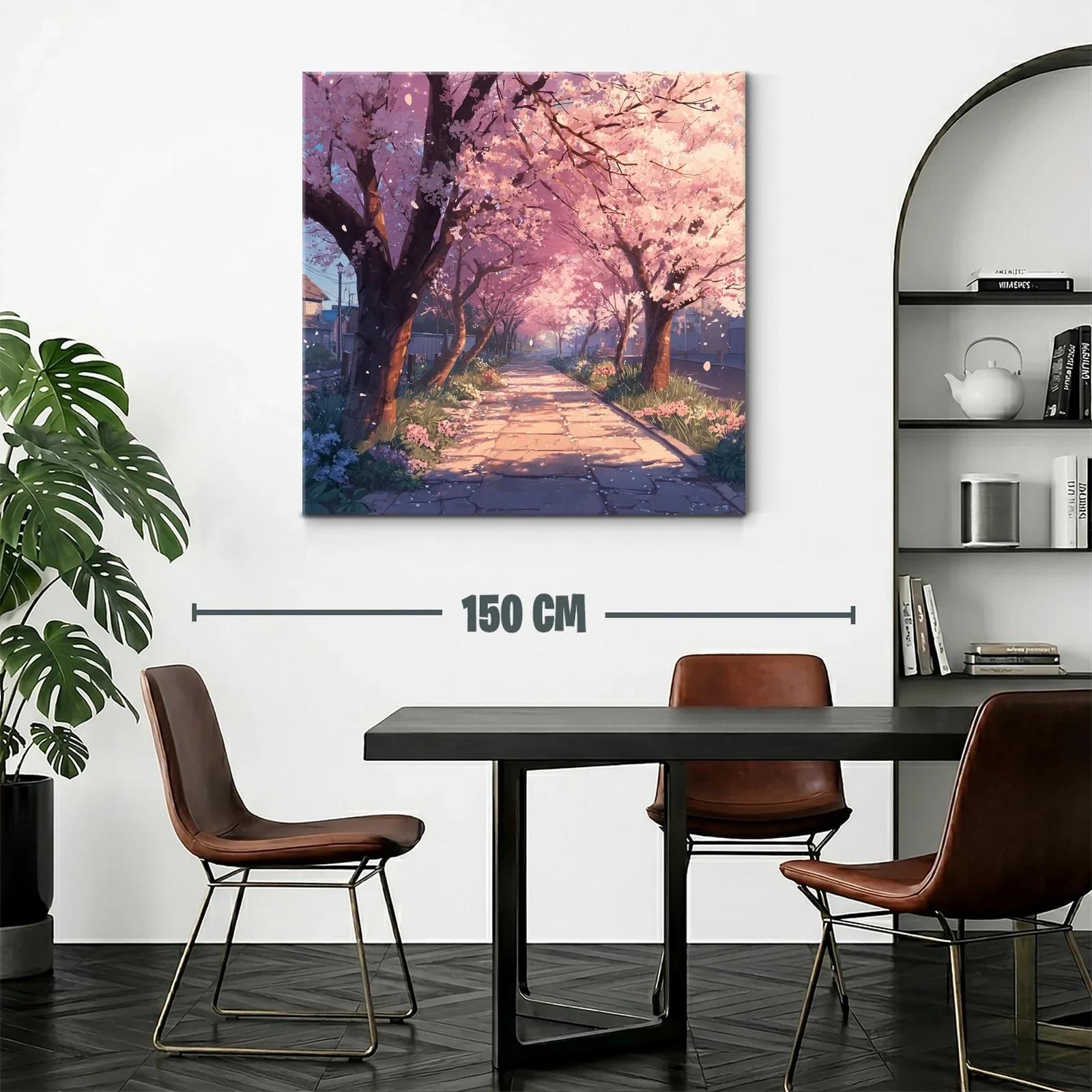 Camino de Cerezos en Flor bajo Luz Suave del Atardecer — miniatura 2