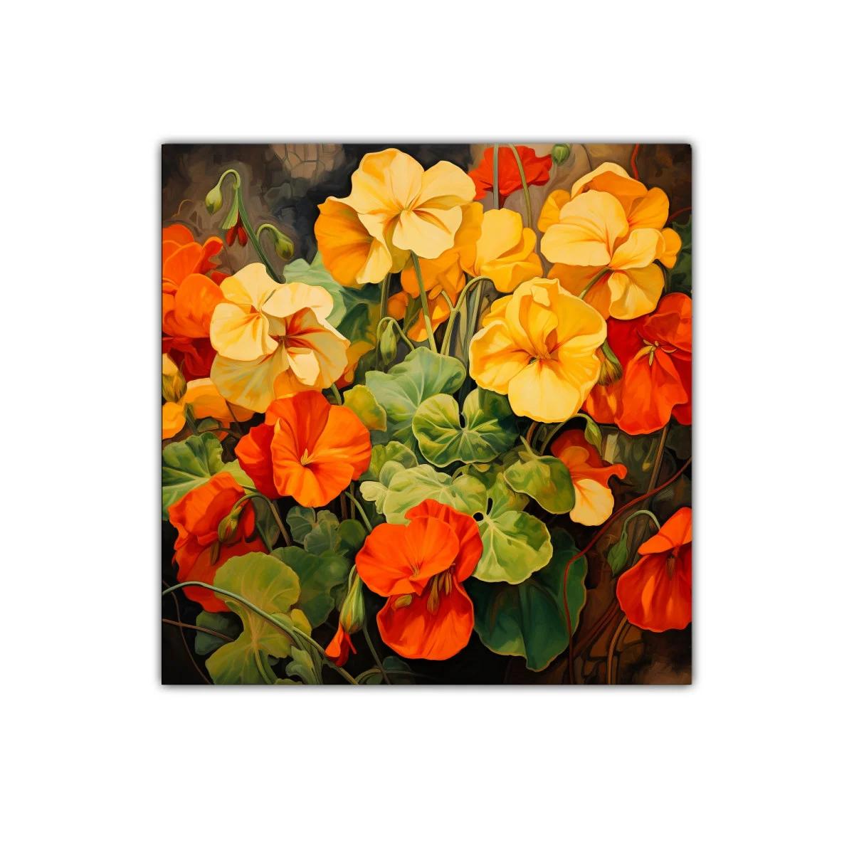 Cuadro decorativo con vibrantes flores naranjas y amarillas — imagen principal