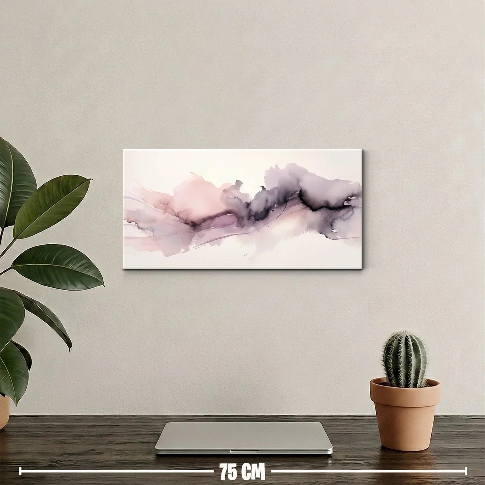Cuadro mancha abstracta lila y rosa con franja ondulante — miniatura 2