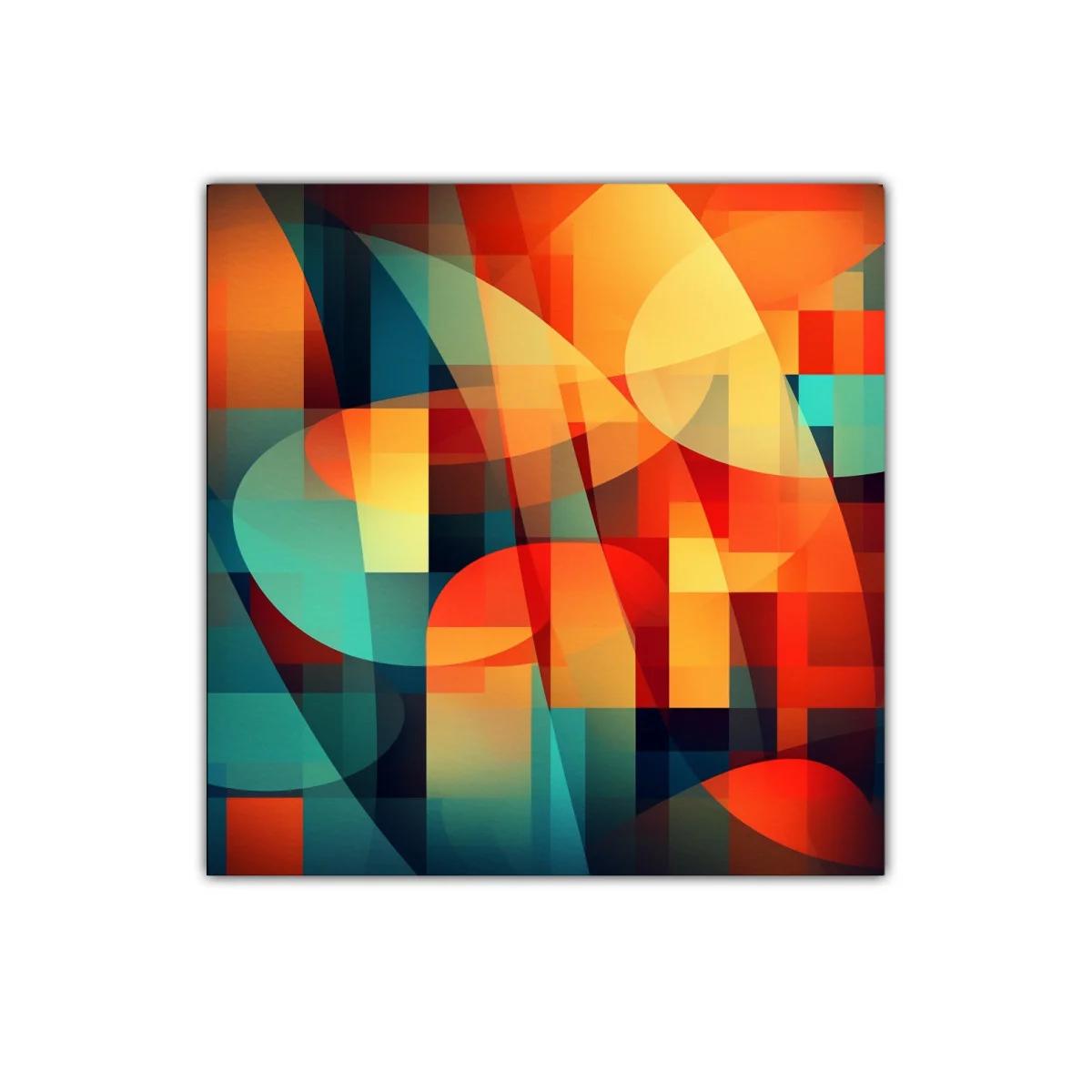 Cuadro decorativo con formas abstractas y tonos cálidos y fríos — imagen principal