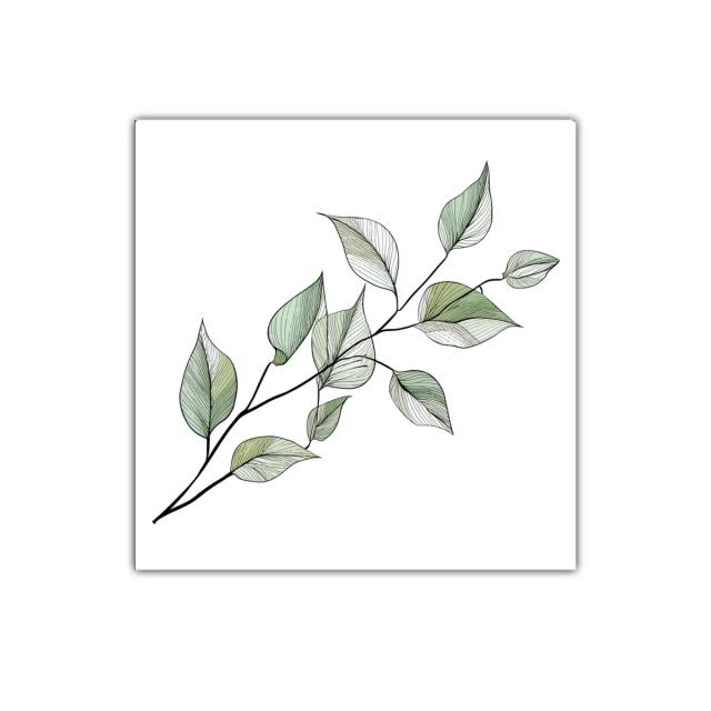 Elegante rama con hojas verdes en trazos delicados