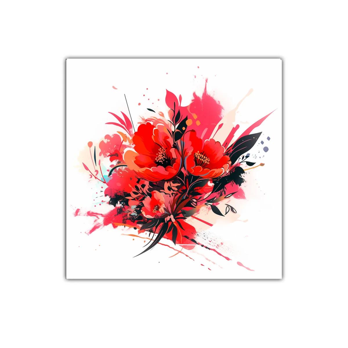 Cuadro decorativo con vibrante ramo de flores rojas — imagen principal