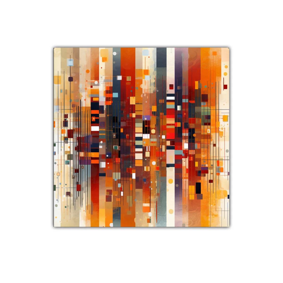 Composición abstracta con líneas y bloques de color cálido — miniatura 1