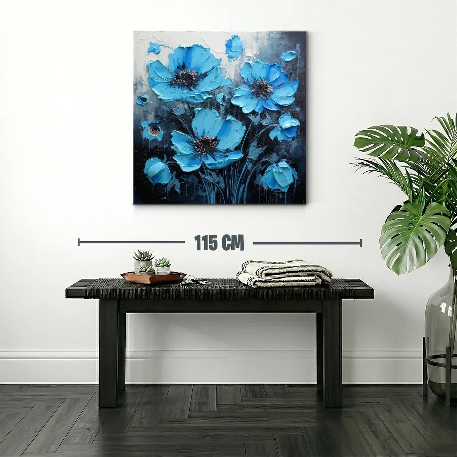 Flores azules vibrantes sobre fondo oscuro elegante — miniatura 2