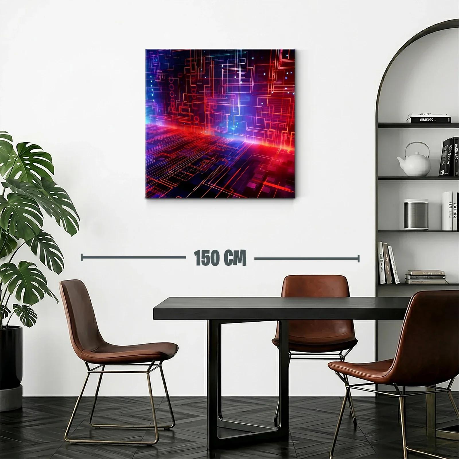 Composición abstracta de líneas luminosas en tonos cálidos y fríos — miniatura 2